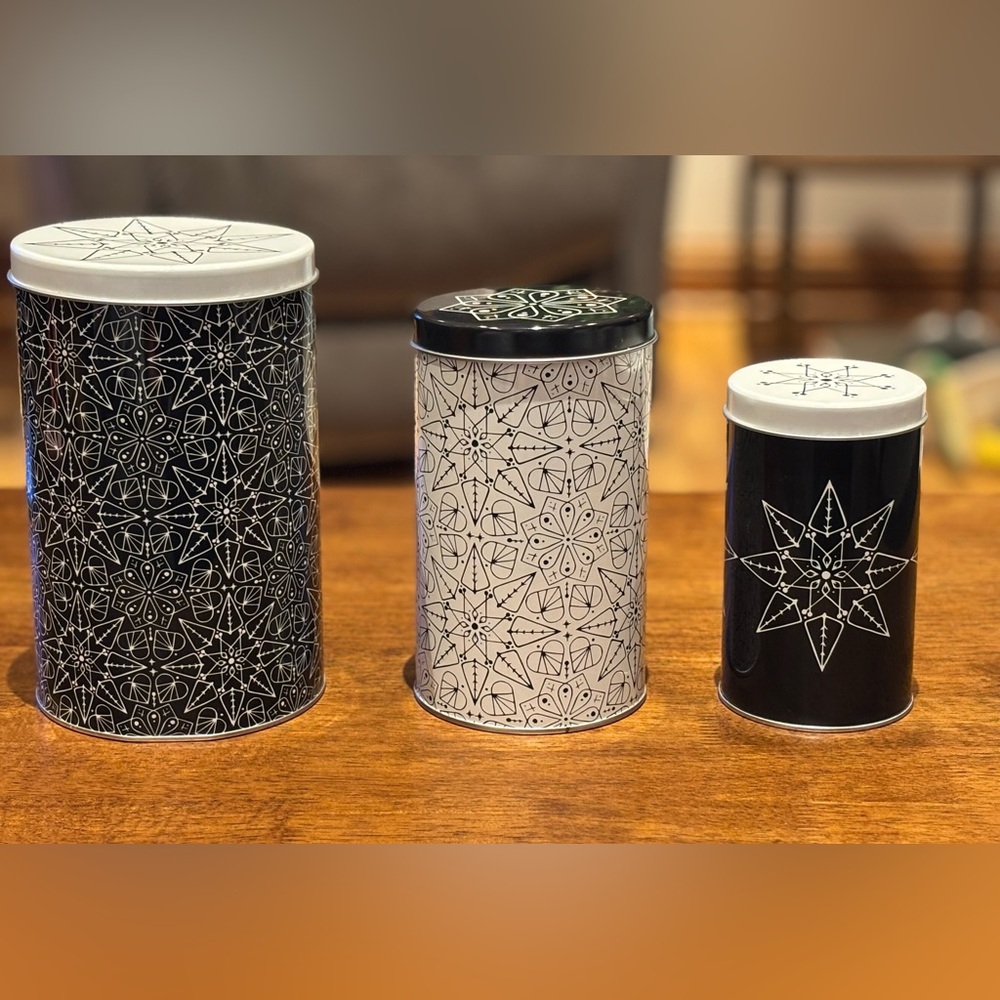 IKEA Vintage IKEA Black White Storage Metal Nesting Tins Canisters Set Of 3